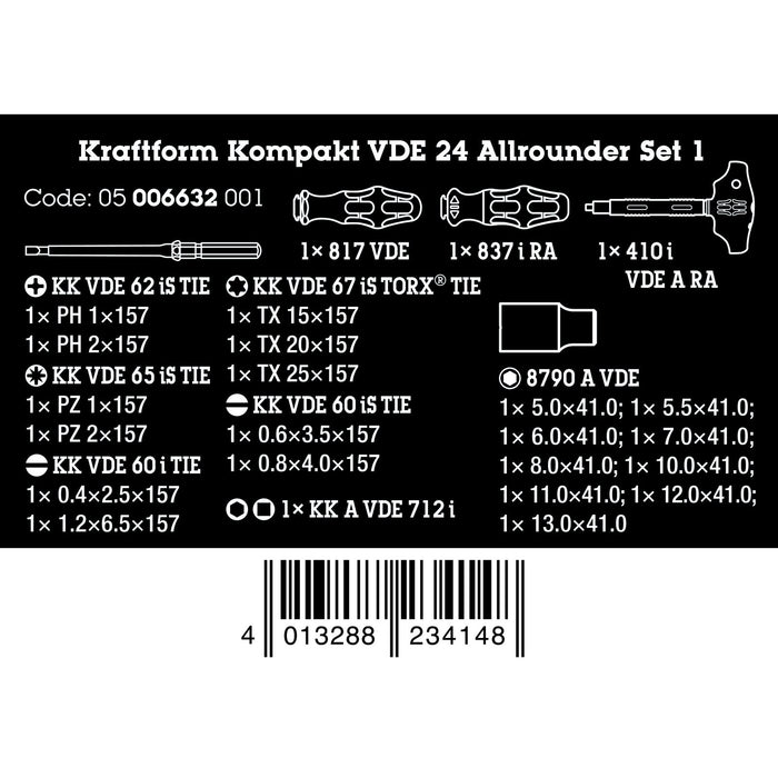 Wera Kraftform Kompakt VDE 24 Allrounder Set 1, 25 pieces