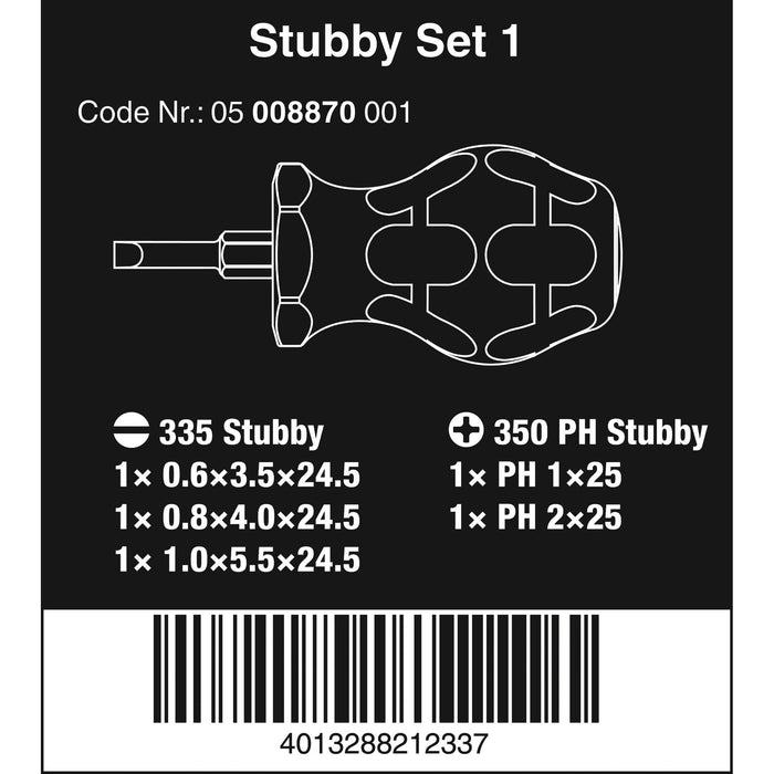 Wera Stubby Set 1 Screwdriver set, 5 pieces