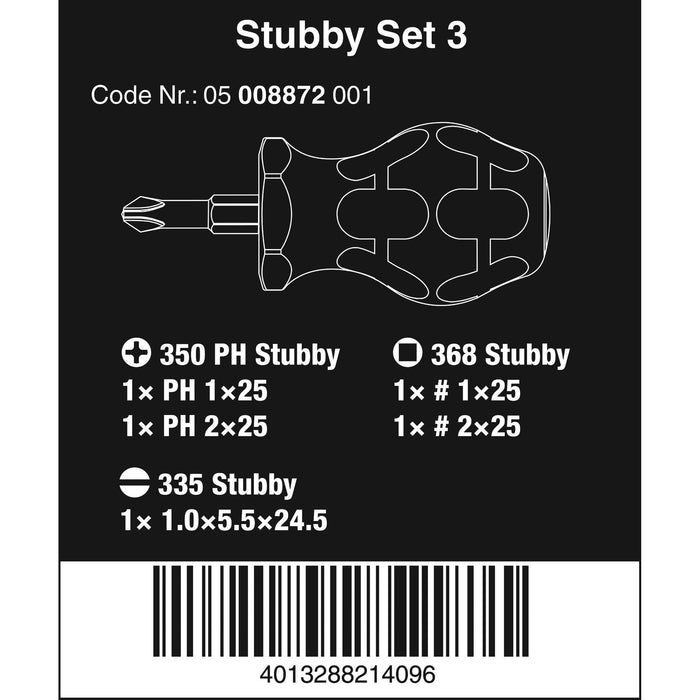 Wera Stubby Set 3 Screwdriver set, 5 pieces
