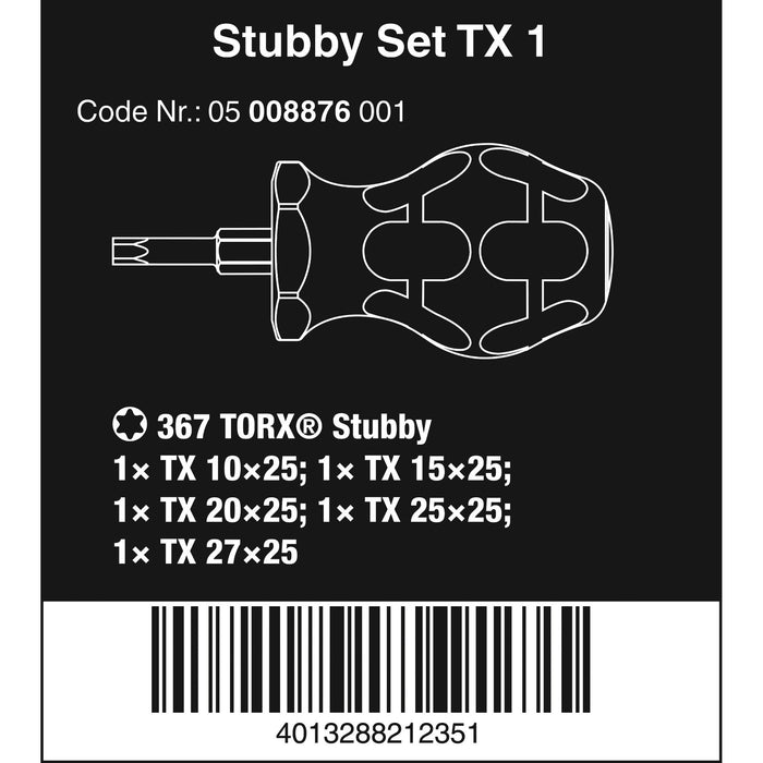 Wera Stubby Set TX 1 Screwdriver set TORX®, 5 pieces