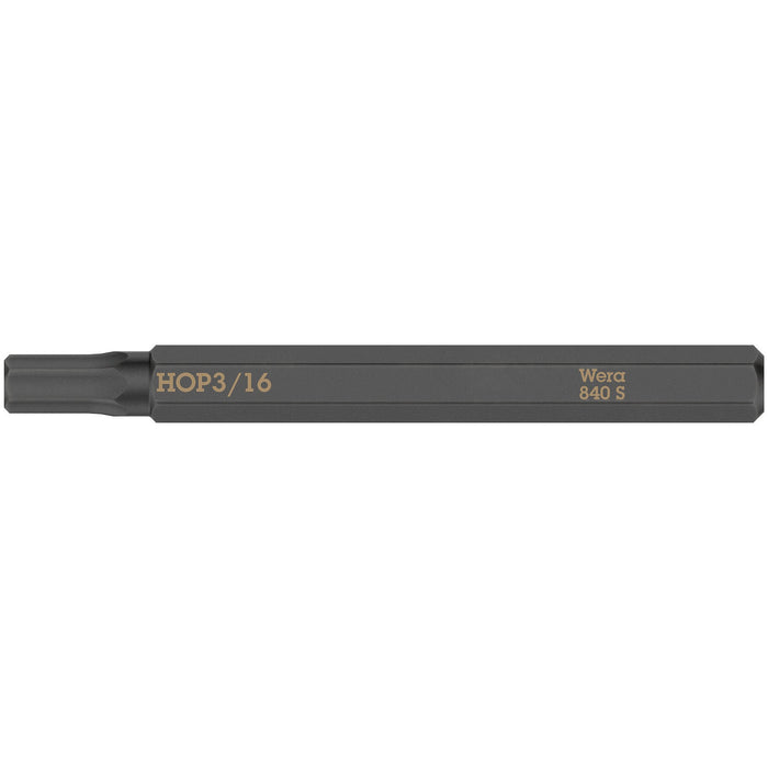 Wera 840 S Hex-Plus bits for impact screwdrivers, 3/16" x 70 mm