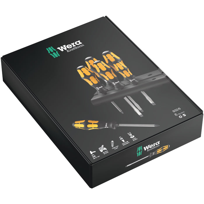 Wera 932/6 Screwdriver set Kraftform Wera: Chiseldriver and rack, 6 pieces