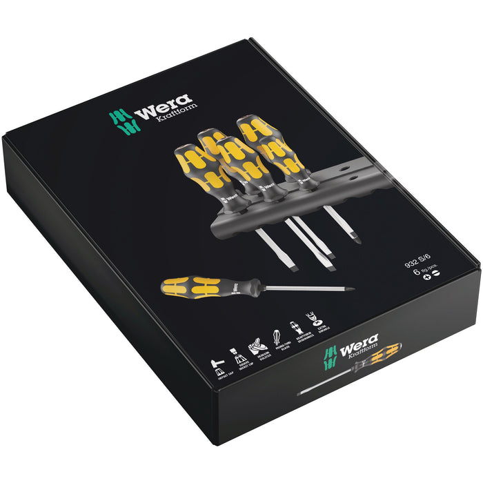 Wera 932 S/6 Screwdriver set Kraftform Wera: Chiseldriver and rack, 6 pieces