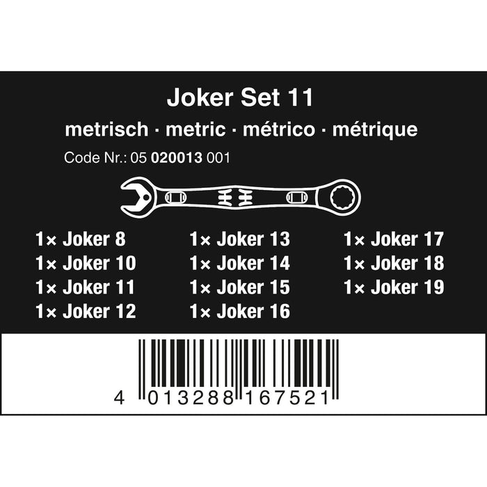 Wera 6000 Joker 11 Set 1 Ratcheting combination wrenches set, 11 pieces