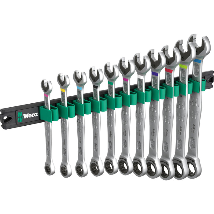 Wera 9630 Magnetic rail 6000 Joker 1 Ratcheting combination wrenches set, 11 pieces