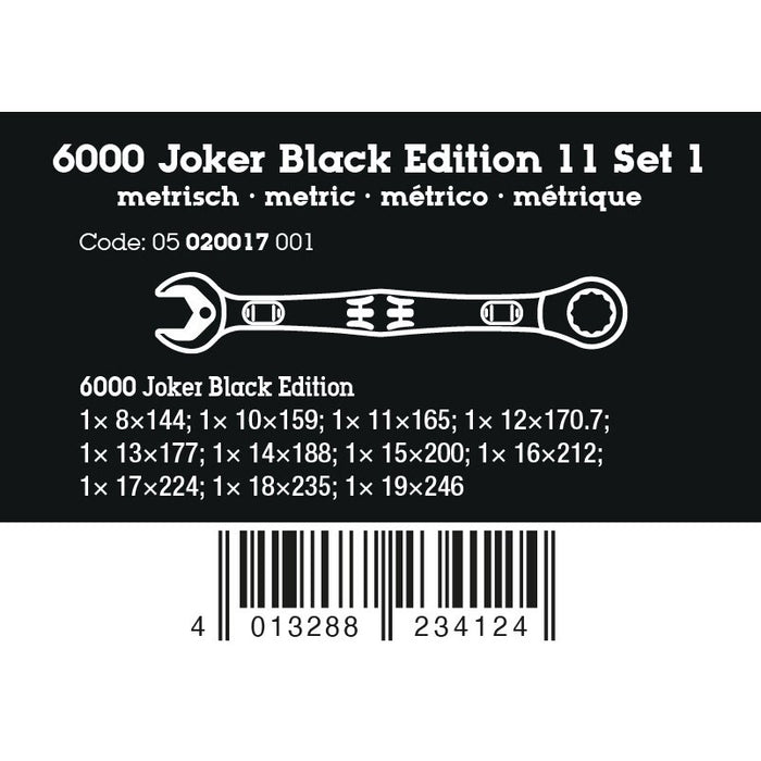 Wera 6000 Joker Black Edition 11 Set 1 Ratcheting combination wrenches set, 11 pieces