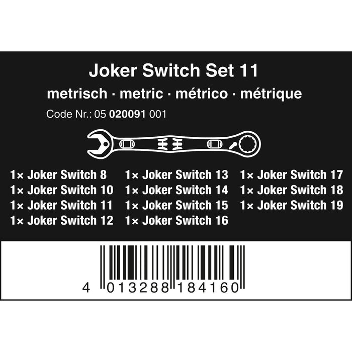 Wera 6001 Joker Switch 11 Set 1 Ratcheting combination wrenches set, 11 pieces