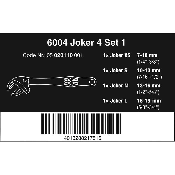 Wera 6004 Joker 4 set 1 Self-setting spanner set, 4 pieces