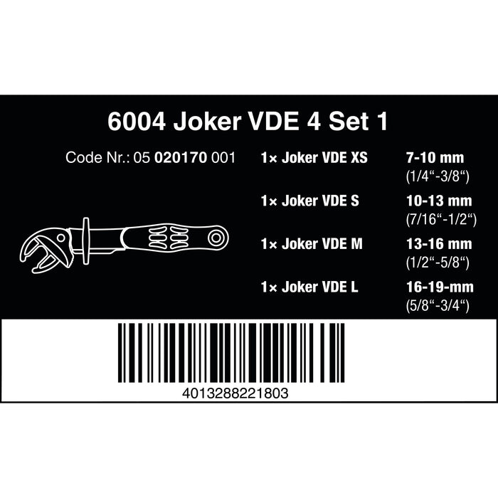 Wera 6004 Joker VDE 4 Set 1 VDE-insulated self-setting spanner set, 4 pieces