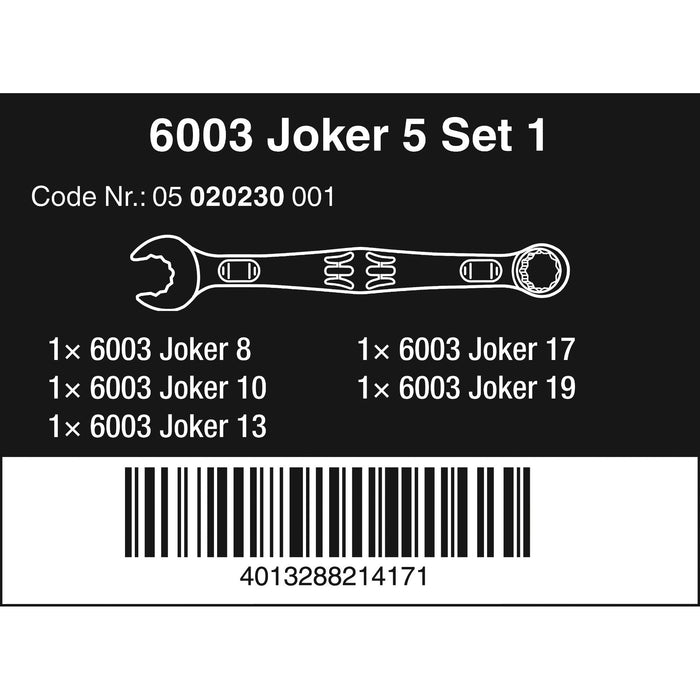 Wera 6003 Joker 5 Set 1 Combination wrench set, 5 pieces