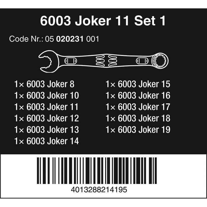 Wera 6003 Joker 11 Set 1 Combination wrench set, 11 pieces