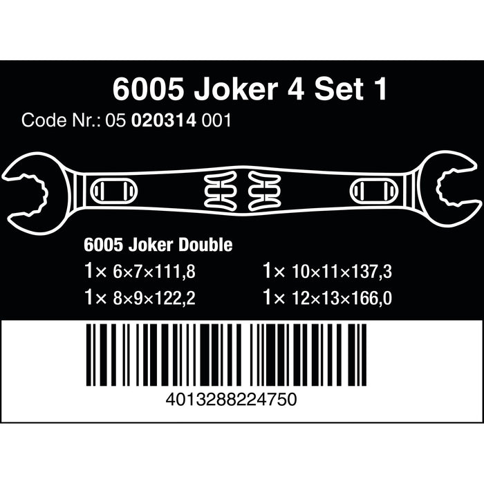 Wera 6005 Joker 4 Set 1 Double open end wrench set, 4 pieces