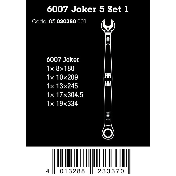 Wera 6007 Joker 5 Set 1 Ring ratchet spanner set, 5 pieces