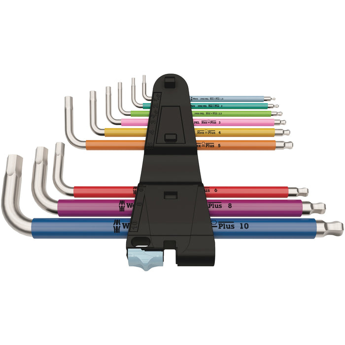 Wera 3950/9 Hex-Plus Multicolour Stainless 1 L-key set, metric, stainless, 9 pieces