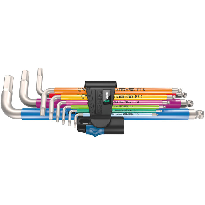 Wera 3950/9 Hex-Plus Multicolour HF Stainless 1 L-key set, metric, stainless steel, with
