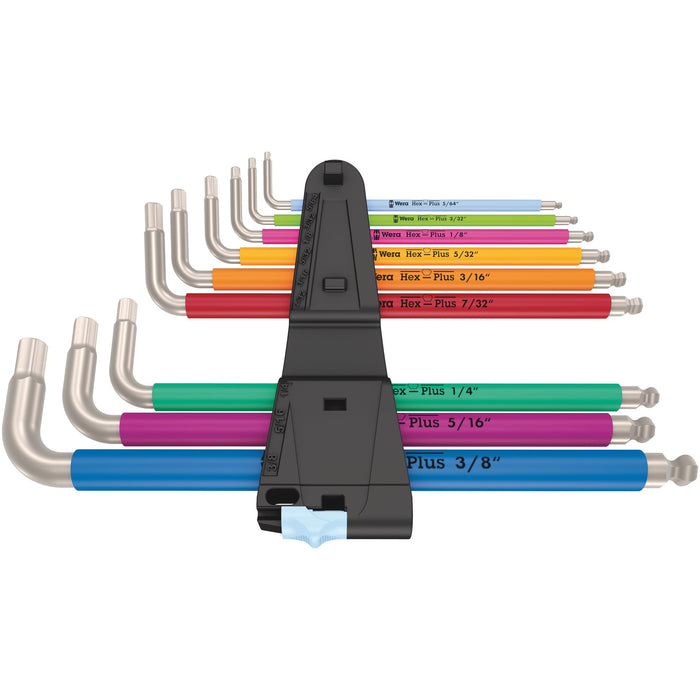 Wera 3950/9 Hex-Plus Multicolour Imperial Stainless 1, imperial, stainless steel, 9 pieces