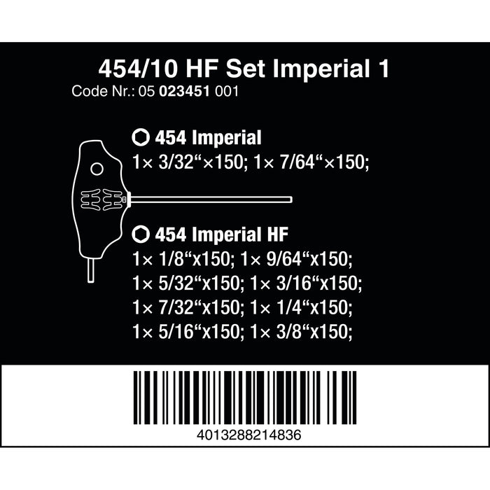 Wera 454/10 HF Set Imperial 1 screwdiver set T-handle screwdrivers Hex-Plus with