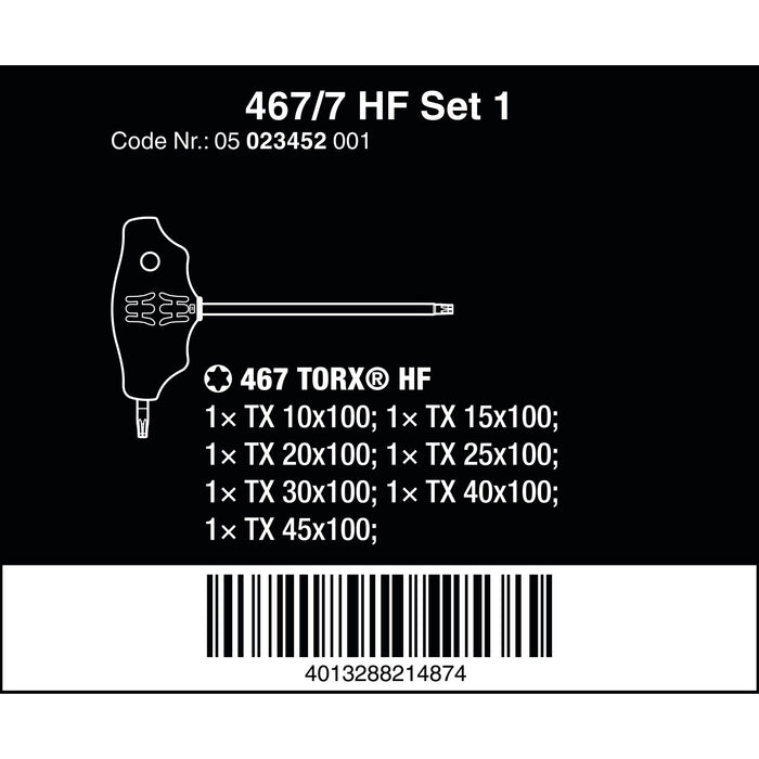 Wera 467/7 TORX® HF Set 1 screwdriver set T-handle TORX® screwdrivers with holding