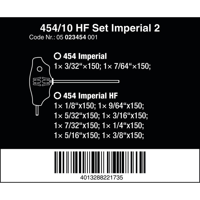 Wera 454/10 HF Set Imperial 2 Screwdriver set T-handle Hex-Plus screwdrivers with