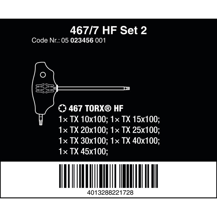 Wera 467/7 TORX® HF Set 2 Screwdriver set T-handle TORX® screwdrivers with holding