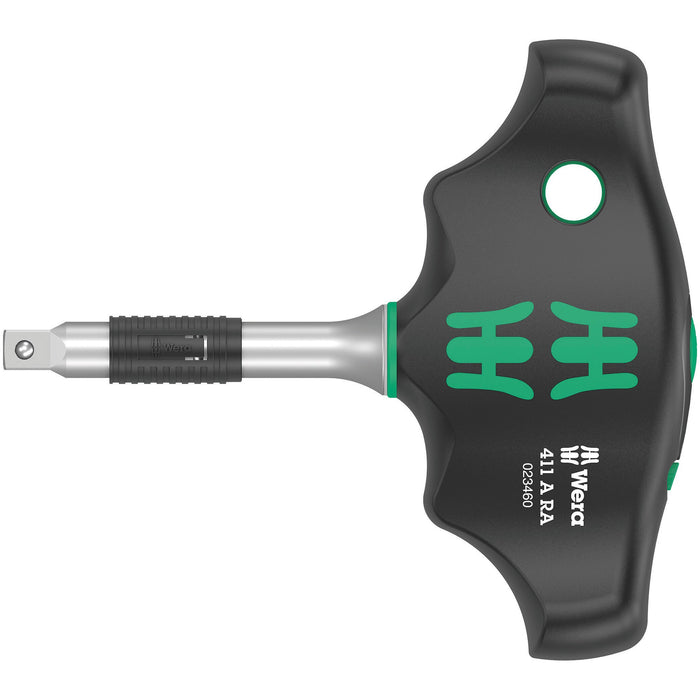 Wera 411 A RA T-handle adapter screwdriver with ratchet function, 1/4", 1/4" x 45 mm