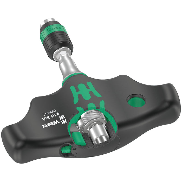 Wera 416 RA T-handle bitholding screwdriver with ratchet function and Rapidaptor quick-