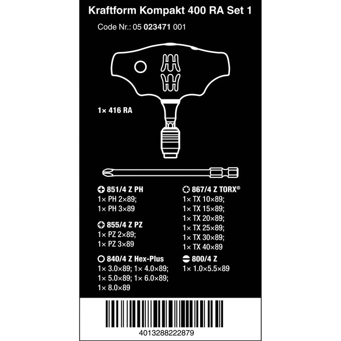 Wera Kraftform Kompakt 400 RA Set 1, 17 pieces