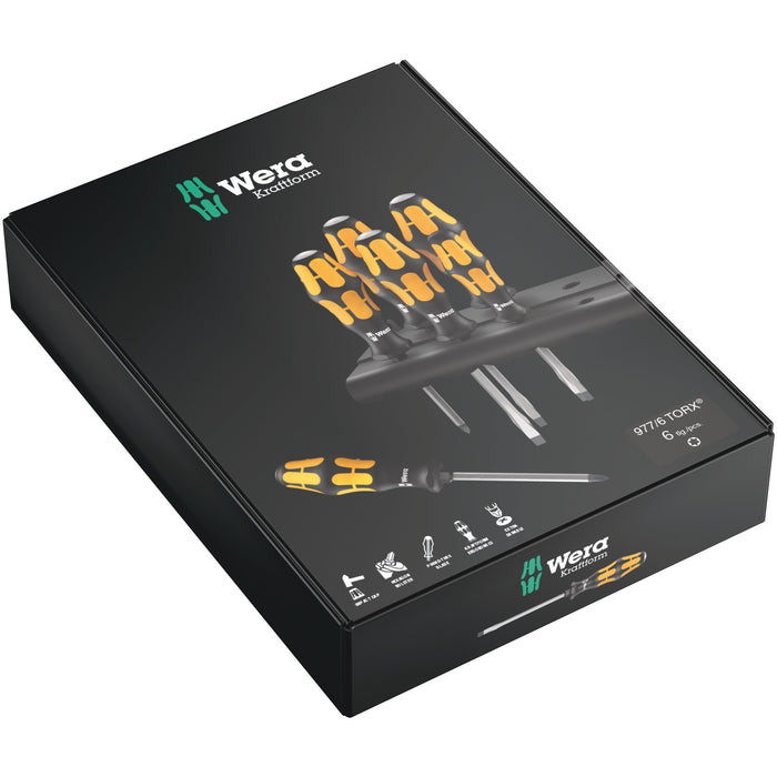 Wera 977/6 TORX® Screwdriver set Kraftform Wera: Chiseldriver and rack, 6 pieces