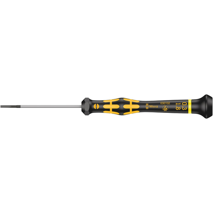 Wera 1578 A ESD Kraftform Micro screwdriver for slotted screws, 0.30 x 1.8 x 60 mm