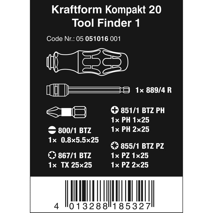 Wera Kraftform Kompakt 20 Tool Finder 1 with pouch, 7 pieces