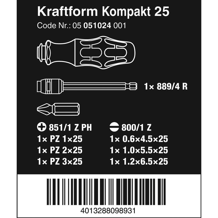Wera Kraftform Kompakt 25 with pouch, 7 pieces