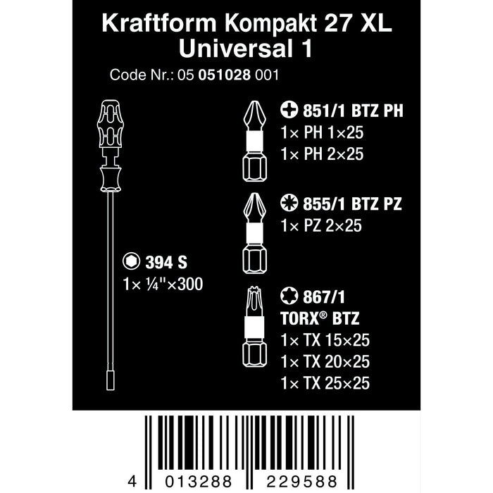 Wera Kraftform Kompakt 27 XL Universal 1, 7 pieces