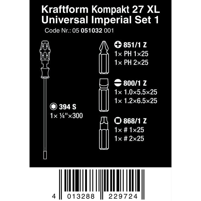 Wera Kraftform Kompakt 27 XL Universal Imperial Set 1, 7 pieces