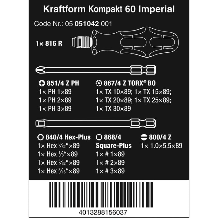 Wera Kraftform Kompakt 60 Imperial, 17 pieces