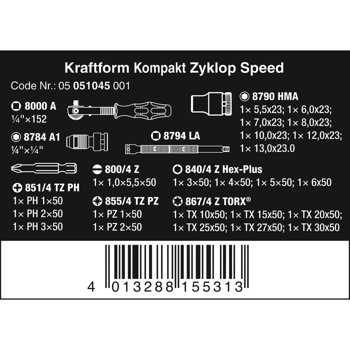 Wera Kraftform Kompakt Zyklop Speed, 26 pieces