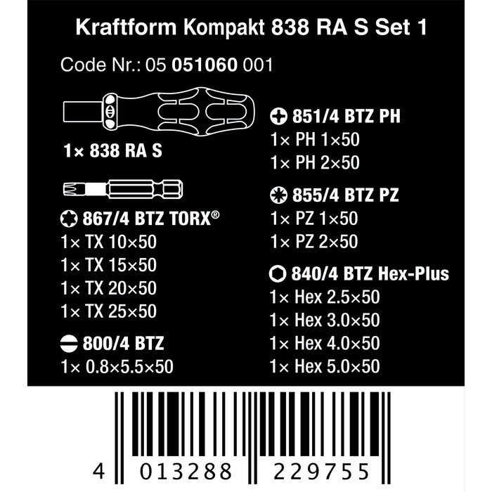 Wera Kraftform Kompakt 838 RA S Set 1, 14 pieces