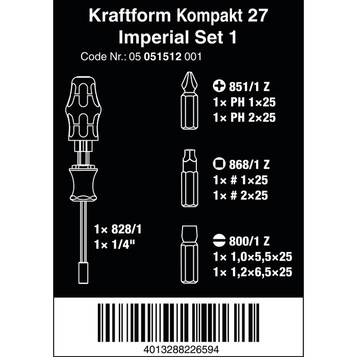 Wera Kraftform Kompakt 27 Imperial Set 1, 7 pieces