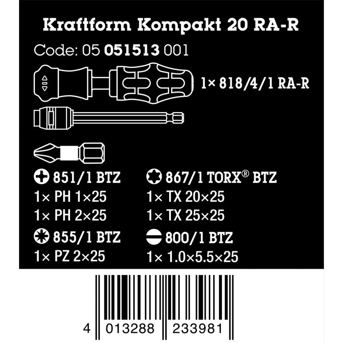 Wera Kraftform Kompakt 20 RA-R, 6 pieces