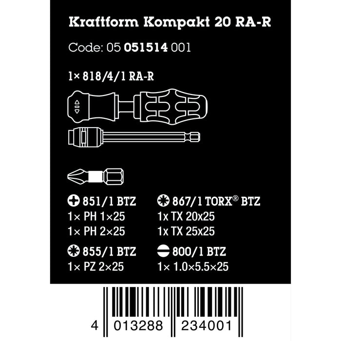 Wera Kraftform Kompakt 20 RA-R with pouch, 6 pieces