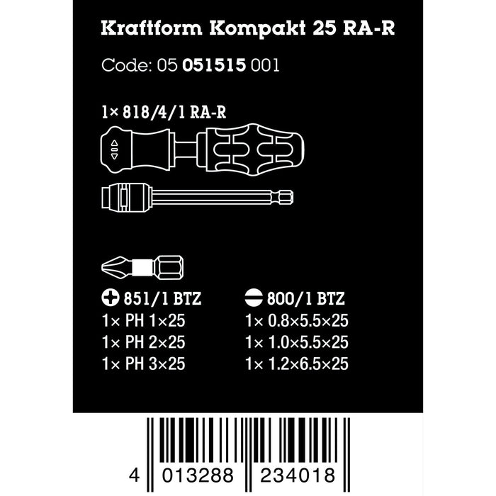 Wera Kraftform Kompakt 25 RA-R with pouch, 6 pieces