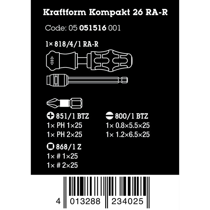 Wera Kraftform Kompakt 26 RA-R with pouch, 6 pieces