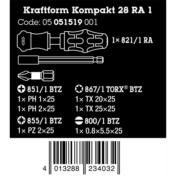 Wera Kraftform Kompakt 28 RA 1, 6 pieces
