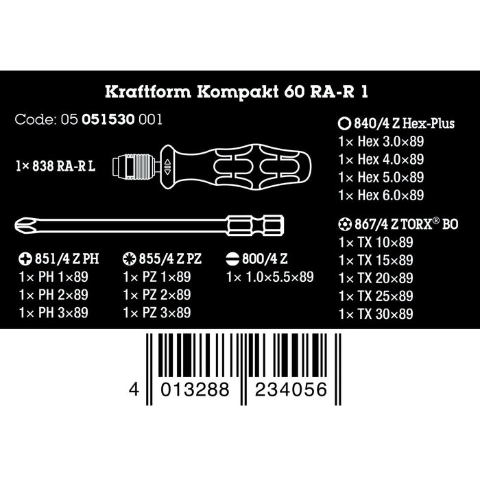 Wera Kraftform Kompakt 60 RA-R 1, 17 pieces