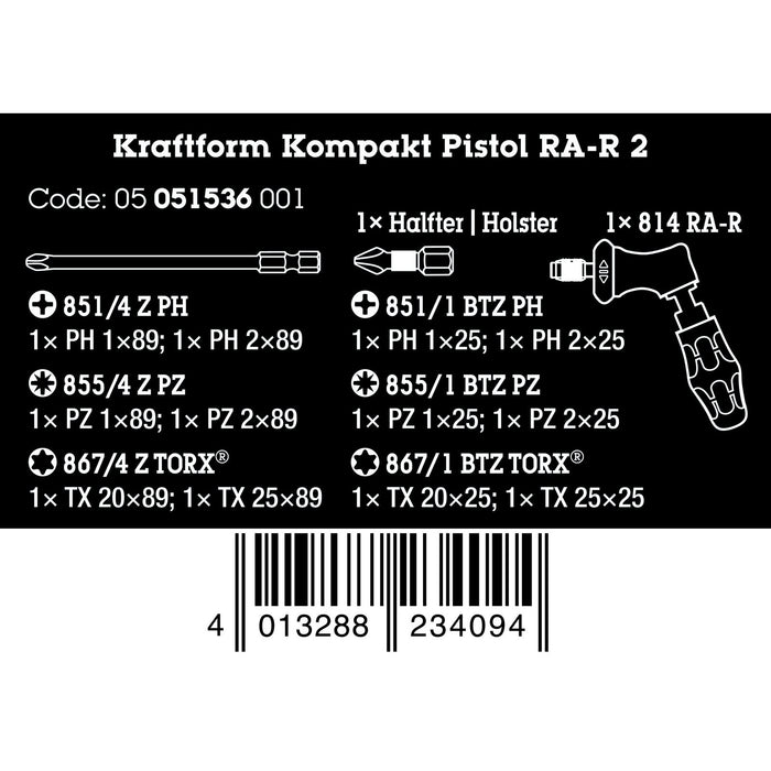Wera Kraftform Kompakt Pistol RA-R 2, 13 pieces
