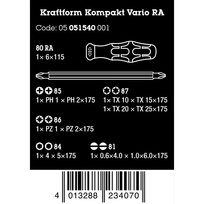 Wera Kraftform Kompakt Vario RA, 7 pieces
