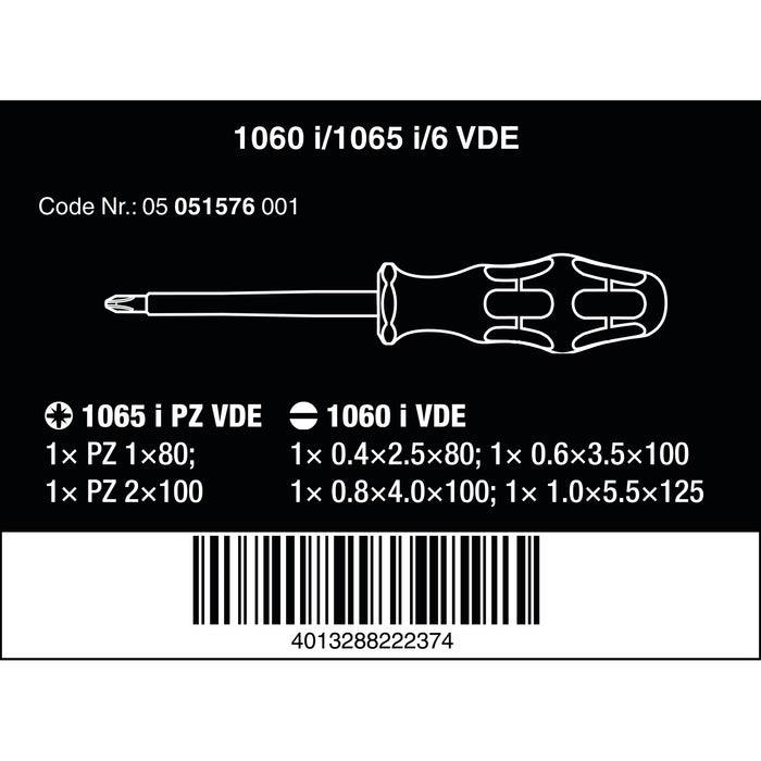 Wera 1060 i/1065 i/6 Kraftform VDE screwdriver set, 6 pieces