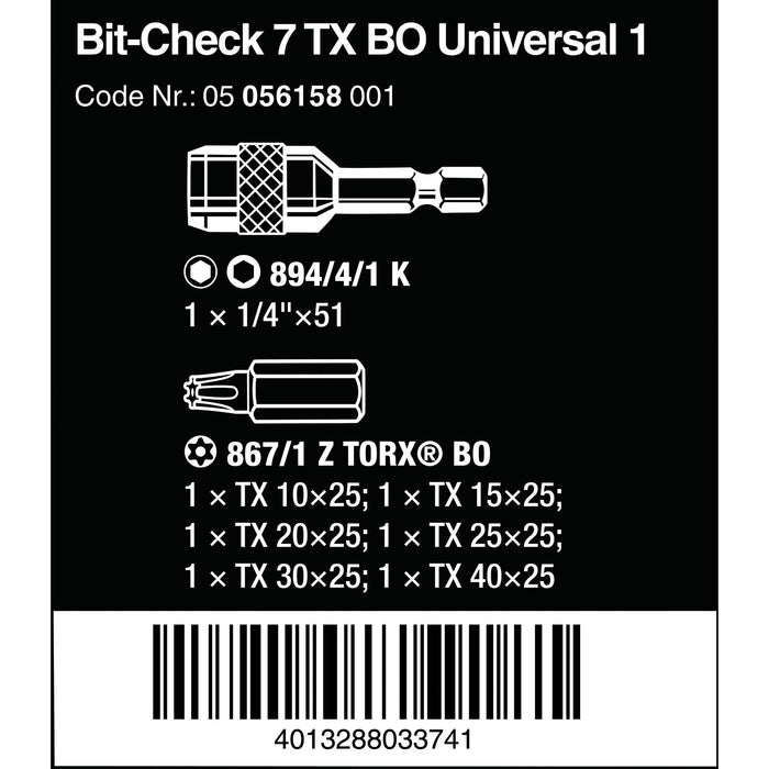 Wera Bit-Check 7 TX BO Universal 1, 7 pieces