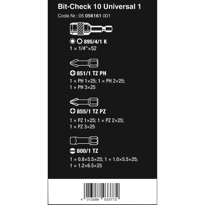 Wera Bit-Check 10 Universal 1, 10 pieces