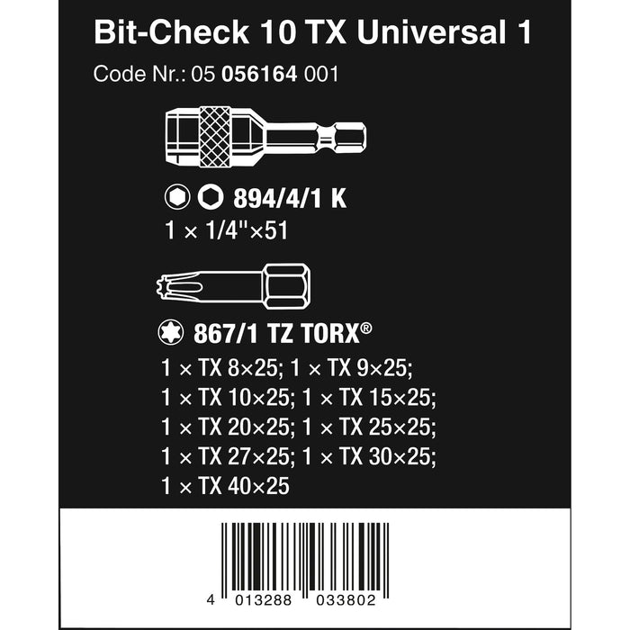 Wera Bit-Check 10 TX Universal 1, 10 pieces
