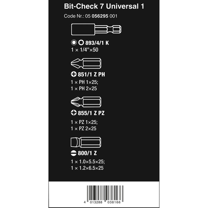 Wera Bit-Check 7 Universal 1, 7 pieces